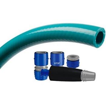 Tatay Kit Manguera TopFlex, Rollo de 25 m, con Refuerzo Trenzado, con Sistema Anti-pinzamientos y Equipada con Kit Completo de riego, Soft-Touch y Anti-UVA. Uso frecuente y Semi-Profesional
