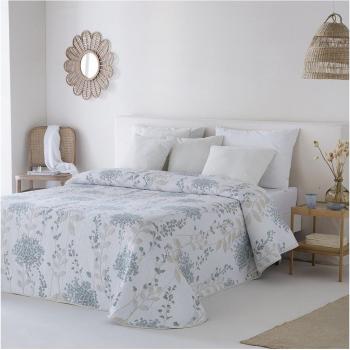 Colcha jacquard de algodón Chiara azul con diseño reversible