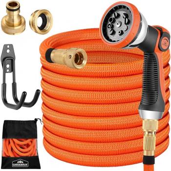 Manguera de Jardín Flexible Naranja 30m con Núcleo de Látex y Adaptadores de Latón