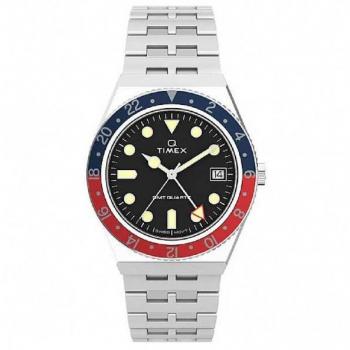 Timex Q Diver GMT Men's Quartz Watch - Navy/Red, One Size