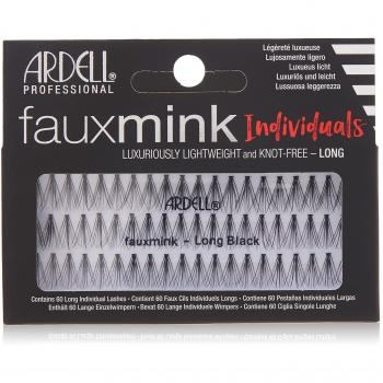 Set de pestañas postizas Ardell Faux Mink Long Individual 60 Piezas, pestañas individuales negras, larga longitud