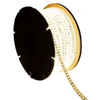 Bobina de Tira LED Regulable 220V SMD2835 Silicone Flex 120 LEDs/m 1400lm/m Ancho 12mm 50m IP67 Corte 10cm Blanco Cálido 2700K