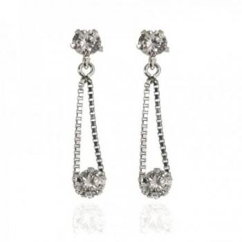 Pendientes Inmaculada Romero Plata de Ley 925m Mujer Largos 2.5 Cm Circonitas Cadena Combinada
