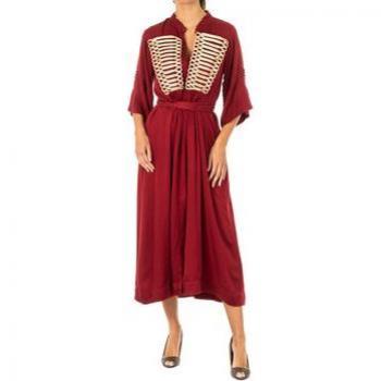 La Martina Vestido mangas anchas 3/4 con cuello estilo mao LWDG30 mujer