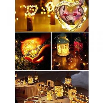 BrizLabs Lumières de Bouteille 2M 20 lumières de Ficelle de Fil de Cuivre de LED sur À Piles Micro Guirlande de Liège pour DIY Decor, Partie, Mariage, Noël, Jardin Etc