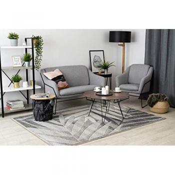 Alfombra Feel Hojas Diseño Moderno Gris/Crema 80x150 cm