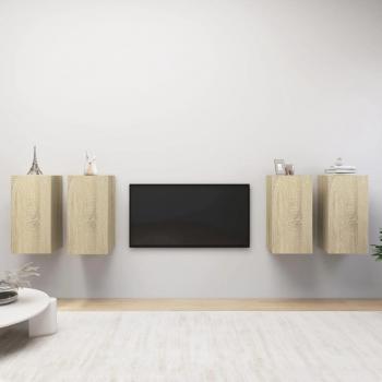 Mueble TV 4 piezas Sonoma Roble 30,5x30x60 cm Madera multicapa