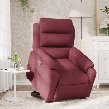 Sillón reclinable elevable de tela color rojo tinto