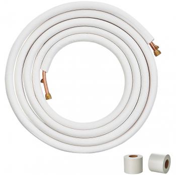 25FT Mini Split Line Set with 1/4 and 1/2 O.D. Copper Tubing and Triple-Layer Insulation for Air Conditioning