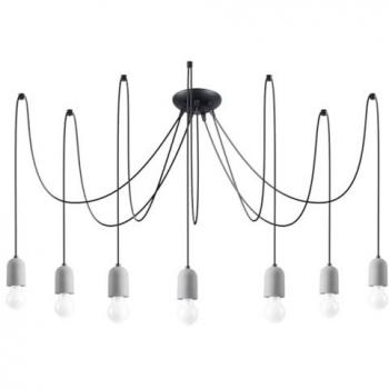 Lámpara de araña Sollux Neso 7 - lámpara con 7 fuentes de luz E27 - bombillas no incluidas - diseño minimalista moderno - adecuada para salón y dormitorio - dimensiones 100x100x115cm