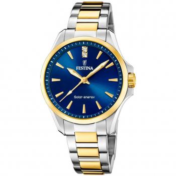 Festina F20655/4 Solar Energy Reloj de Mujer Acero Inoxidable 316L Bicolor Azul