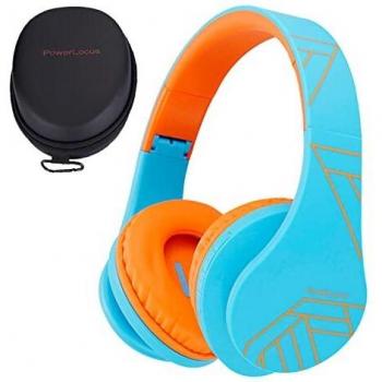 Auriculares para niños, PowerLocus Auriculares Bluetooth para niños, con 85DB Volumen Limitado, Auriculares Plegable con micrófono, Micro SD Slot, Auriculares Inalámbricos y con Cable, con Estuche