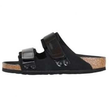 Birkenstock Uji Black Nubuck Leather Two Bar Mules Sandals for Women, Size 10 US