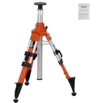 Vevor Heavy-Duty Laser Level Tripod with 5/8'-11 Thread Mount, Adjustable Height 27.16-67.71 inches, Includes Level Bubble