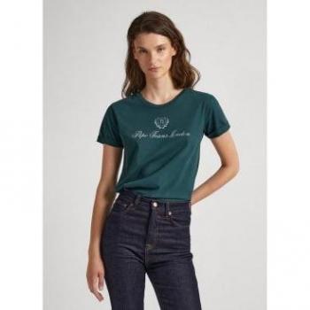 Camiseta Vivian verde oscuro para mujer de Pepe Jeans, manga corta, talla XS