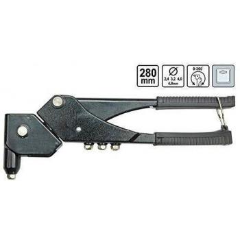 Remachadora VOREL 70100 - Pistola de remachar manual, construcción robusta, diseño ergonómico, capacidad para remaches de 2.4 mm a 4.8 mm, incluye boquillas intercambiables