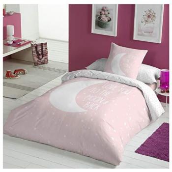 Funda Nórdica Infantil/Juvenil Reversible Moon Pink 90 cm con Funda de Almohada