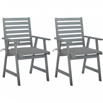 vidaXL Sillas de comedor jardín 2 uds madera maciza de acacia con cojines