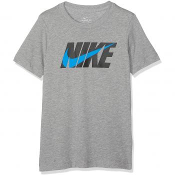 Nike B NSW tee Swoosh Block T-Shirt, Niños, dk Grey Heather/Black, M