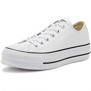 Converse Chuck Taylor All Star Lift Clean Platform Baja Piel Mujer Blancas