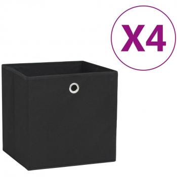 vidaXL Storage Boxes 4 pcs Non-woven Fabric 28x28x28 cm Black