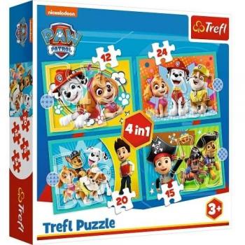 Trefl TR34346 Das lustige Team PAW Patrol von 12 bis 24 Teilen, 4 Sets, für Kinder ab 3 Jahren Puzzle