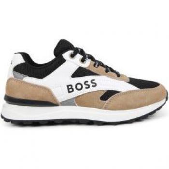 BOSS Kids Black Sneakers Size 41 - Synthetic Leather and Mesh Casual Footwear