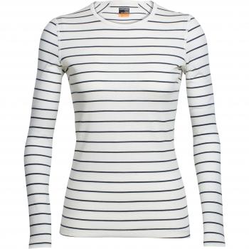 Icebreaker Oasis - Camiseta manga larga, para mujer, mujer, color Snow/Stealth/Stripe, tamaño XS