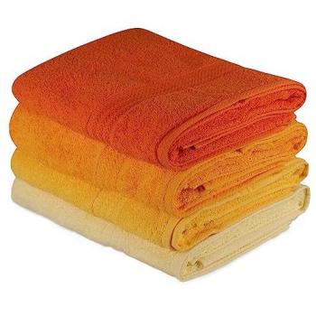 Juego de Toallas de Baño 4 Piezas Algodón 500 Gr/m² - Suaves y Absorbentes en Amarillo y Naranja