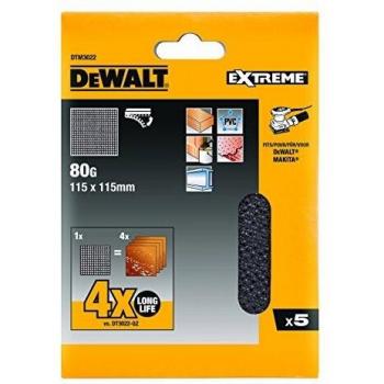 Dewalt DTM3022-QZ DTM3022-QZ-Lija de Malla 1/4 de Hoja, Grano 80, para Usar con Todo Tipo de lijadora Orbital, 0 W, 0 V