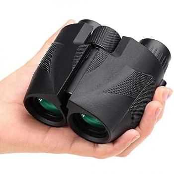Prismaticos 12×25 Mini Portátil con Prismas BAK4 y FMC,Prismáticos Profesionales HD para Camping,Observación de Aves,Eventos Deportivos,Prismaticos Pequeños y Potentes para Niños y Adultos