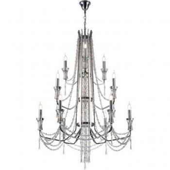 Lámpara colgante de techo Armand Cromo pulido 12 bombillas 152cm E14 Cristal