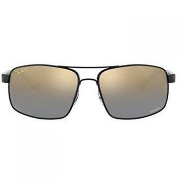 RAYBAN Men's 0RB3604CH 002/J0 62 Sunglasses, Black/Bluemirgoldgradientpolar
