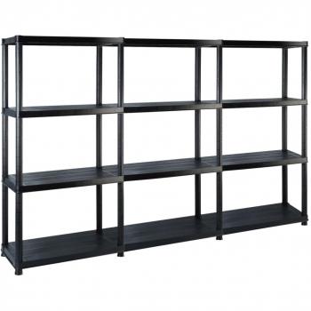 Estante de almacenaje 4 niveles negro plástico 183x30.5x130 cm