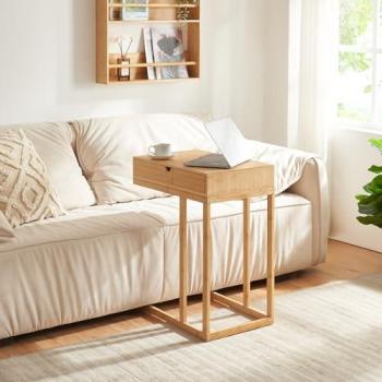 Mesa Auxiliar para Portátil Kåfjord con Cajón de Bambú 68x35x55cm - Natural