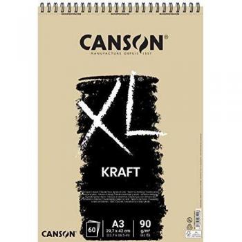 Bloc Dibujo Esbozo Canson Xl Kraft Din A3 Kraft Rayado Beige Espiral 29,7x42 Cm 60 Hojas 90 Gr