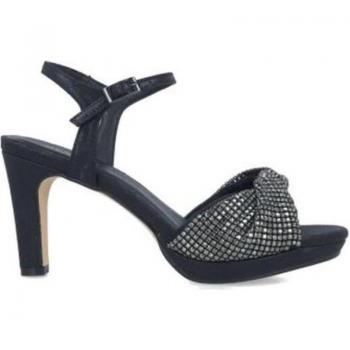 Sandalia Menbur Lucina - Sandalias de Mujer, color negro, diseño elegante, tacón medio, suela antideslizante, material sintético y forro textil