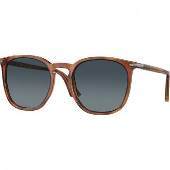 Persol PO3316S Polarized Sunglasses, Color 96/S3, Unisex, Square Shape, Brown Tortoiseshell Frame, Size 54
