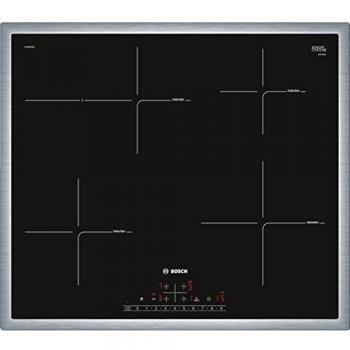 Placa de Inducción Bosch PIF645FB1E Serie 6, 4 Zonas, Integrada, Negro y Acero Inoxidable, 60 cm