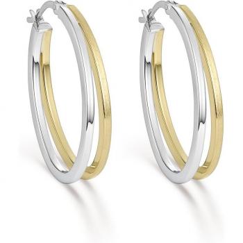 Pendientes criollas doble aro de plata bicolor textura mate