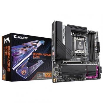 Placa Base GIGABYTE B650M AORUS ELITE mATX - Compatible con procesadores AMD Ryzen 9000, VRM de 12+2+2 fases, hasta 8000 MHz DDR5, 1