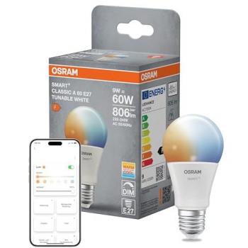 Bombilla LED Inteligente OSRAM SMART+ E27 9W, 806 lm, Blanco Ajustable 2700-6500K