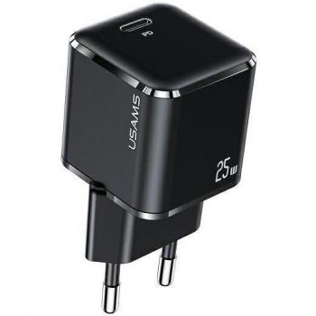 Cargador USB-C Usams T42 Mini 25W Super Si 5V-3A PD3.0 Carga Rápida Negro