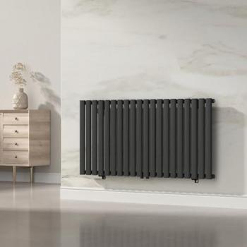 Radiador de Panel Monocapa Tubular de Acero 60x120 cm - Negro - Diseño Moderno y Conexión Inferior Central
