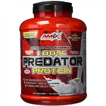 AMIX, Proteínas para Aumentar Masa Muscular con Sabor Plátano, Predator en Formato Bote de 2 Kg, Ayuda al Crecimiento Muscular, Libre de Aspartamo, Ideal para Batidos de Proteínas