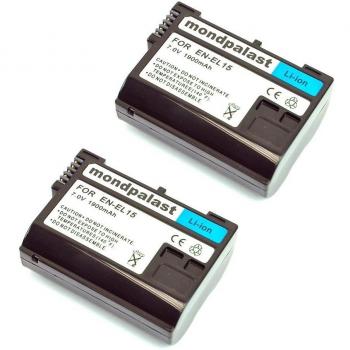 mondpalast@ 2X EN-EL15 1900mAh para Nikon D800e D7000 D800 D810 D600 D610 D750 Recarga decodificación batería