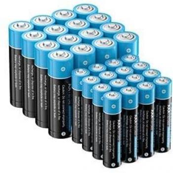 Pilas Alcalinas de 1.5V con 16 x LR6 AA y 16 x LR03 AAA, Baterías de 10 Años Larga Duración para Linternas, Relojes, Mandos a Distancia, Juguetes y Otros Dispositivos Diarios -