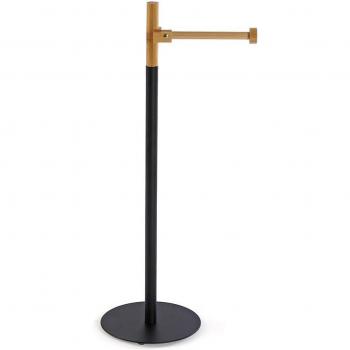 Portarrollos de Papel Higiénico Versa River Negro Metal Bambú 16,8 x 54,5 x 16,8 cm