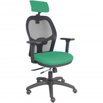 Silla Jorquera traslack malla negra asiento bali verde esmeralda brazos 3D cabecero regulable
