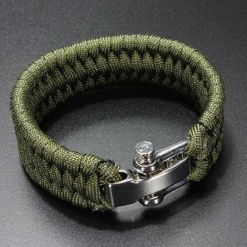 Dcolor 7 Strand Supervivencia Militar pulsera de la cuerda de la armadura de la hebilla - Verde
